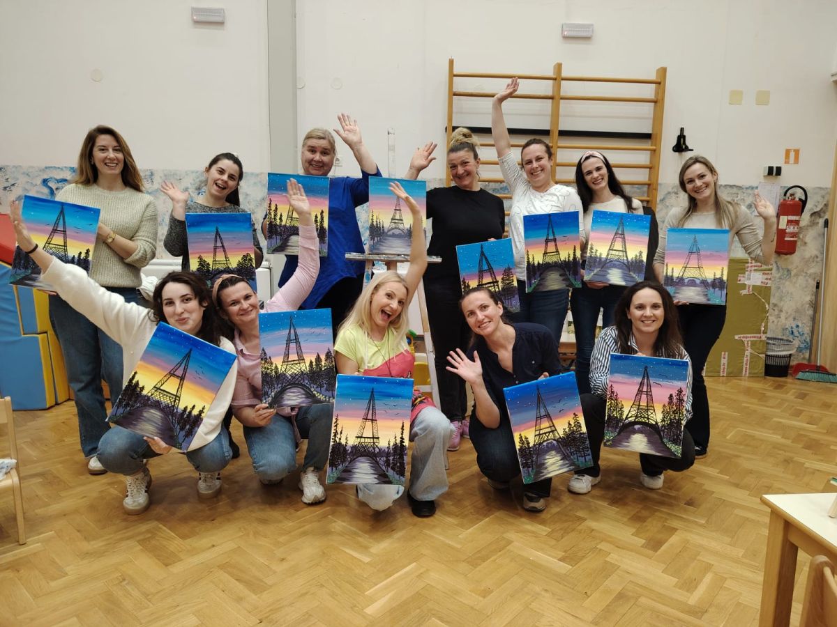 ''Paint &amp; Wine'' radionica za mame i odgojiteljice iz skupina "Lavići'' i ''Zečići"
